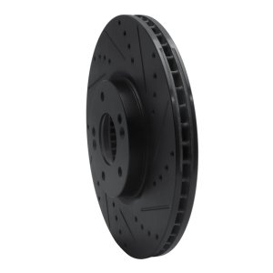 Hyundai Veracruz Brake Rotor (1) - Front Right - R1 Concepts - Drilled & Slotted - Black - `07-`12